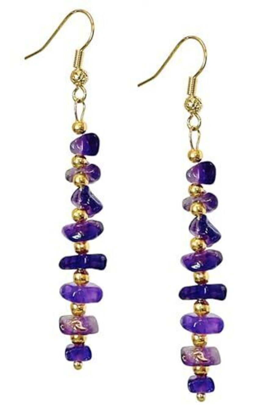 1080 Natural Purple Amethyst Earrings Dangling Genuine Birthstone Jewelry